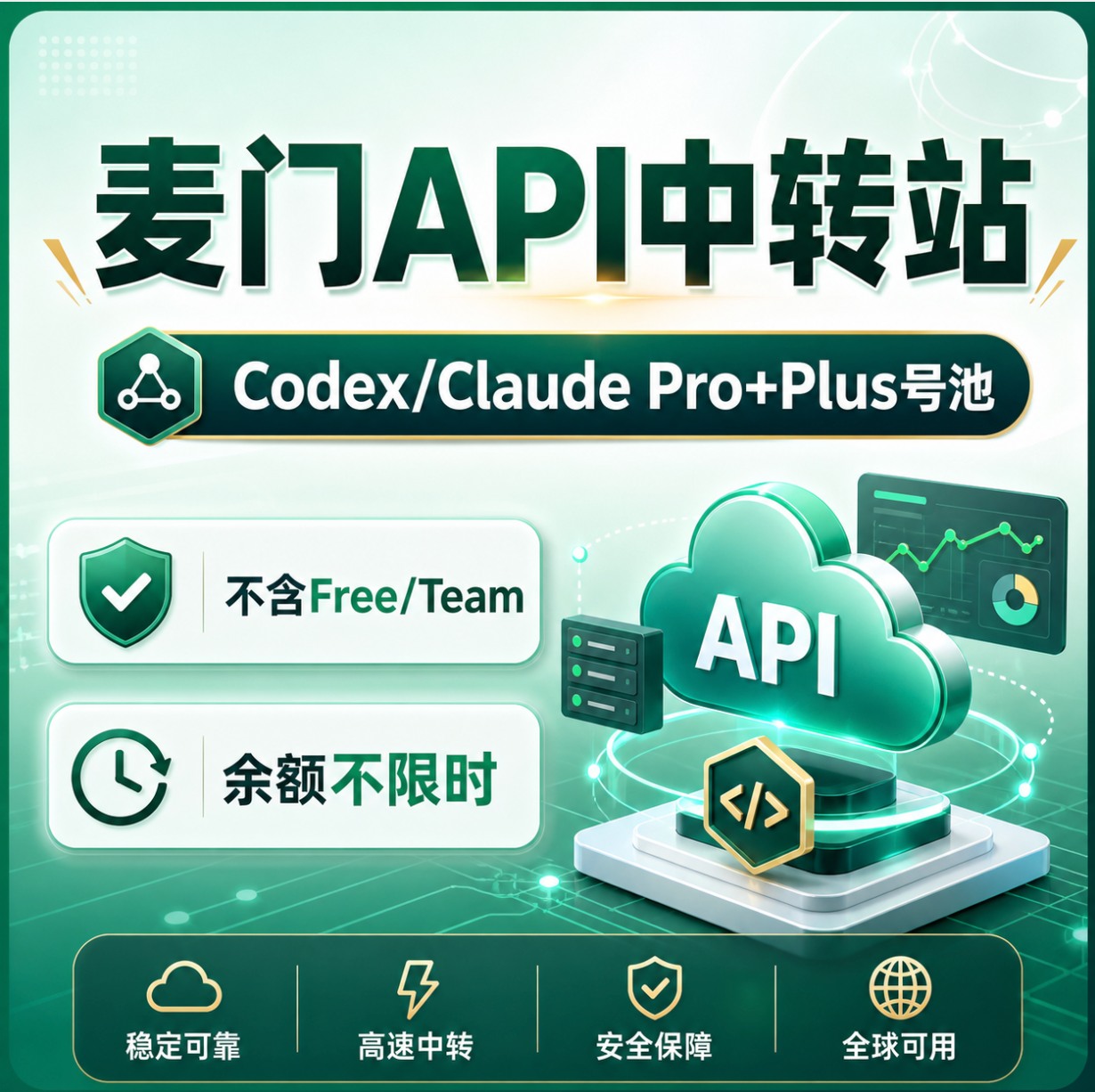 麦门Codex API 不限时 Plus和Pro号池 非Free和Team